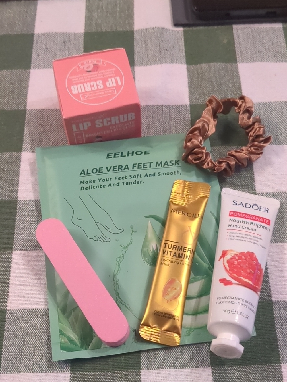 Aloe Vera Foot Mask + Pomegranate Hand Cream & Lip Scrub Set & More